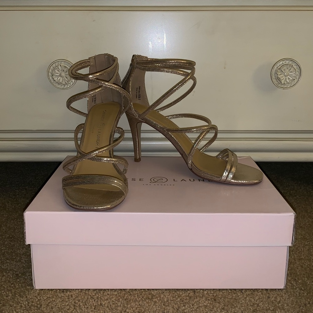 NWOT Gold Strappy Heels
